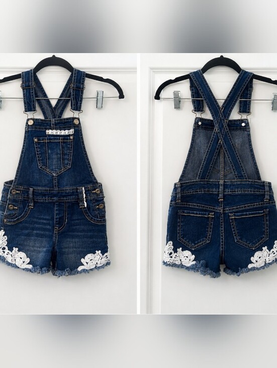 Jordache Other - Jordache Cottagecore Coquette Boho Country Laced Trims Girls Overalls Size 6/6X